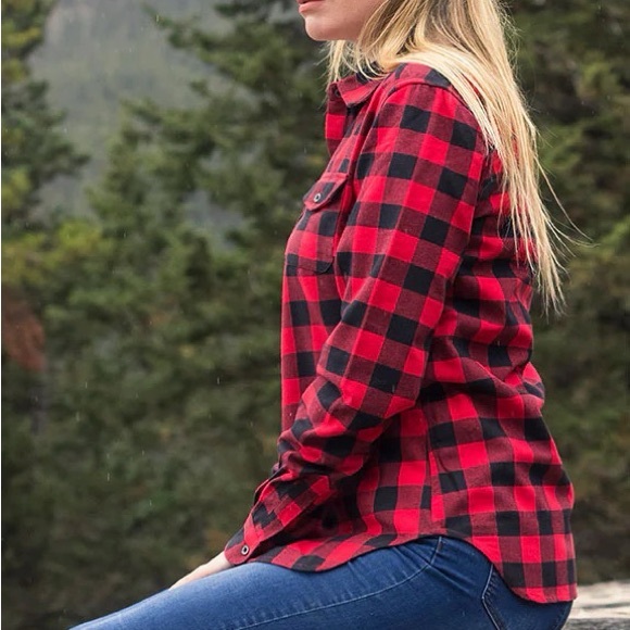 Roots Tops - Roots Buffalo Plaid Button Up Shirt Cabin Outdoors Hiking Cozy Fall Size Medium